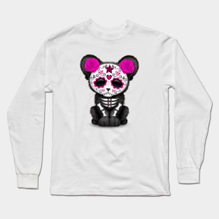 Pink Day of the Dead Sugar Skull Panther Cub Long Sleeve T-Shirt